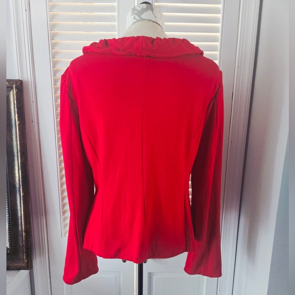 Vintage Red Rosette Ruffle Jacket 80s 90s Statement Top - Picture 8 of 9